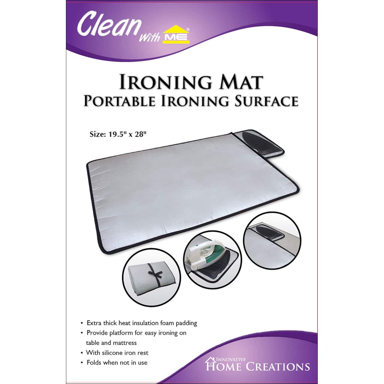 Innovative Home Creations Ironing Mat with Silicone Pad 19.5x28